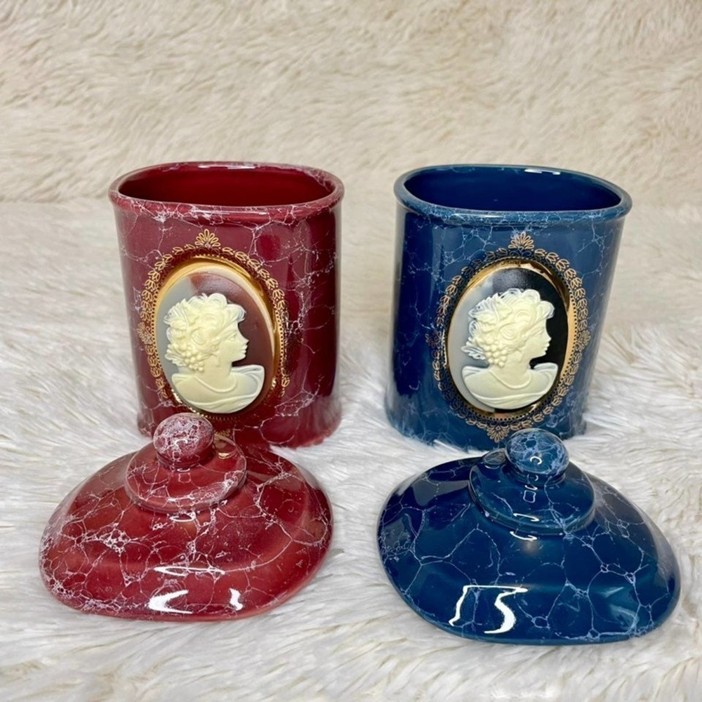 Mount Clements Pottery Vintage Porcelain Cameo lidded vessels. - Picture 2 of 10